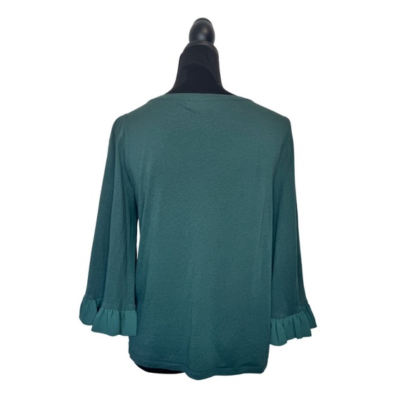 Michael Kors Ruffle Long Sleeve Top Green - Picture 3 of 9